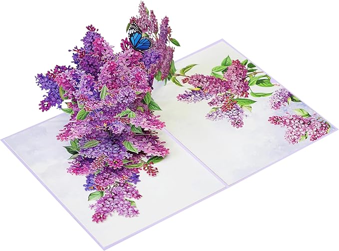 Lilac Happy 80th Birthday Cards, 3D Birthday Cards for Women, 6x8in Ideal Pop Up Gifts for Mom, Wife, Him, Her, Daughter, Sister, Grandma (PQ Lilac 80th)