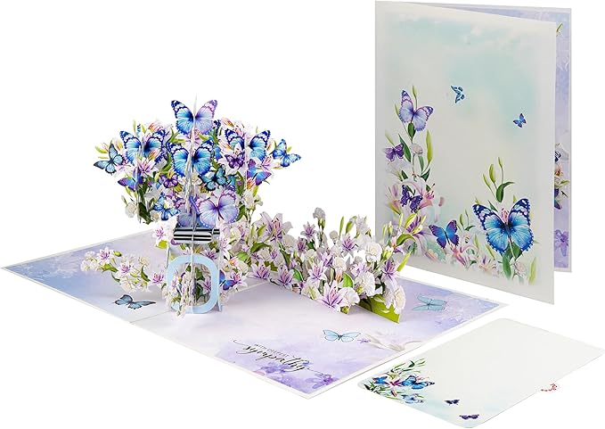 Butterflies Bottle Pop Up Sympathy Cards with Envelopes, Sorry for Your Loss Card, Religious Pop Up Sympathy for Loss of Loved one, Mother, Father, Husband (Butterflies Bottle)