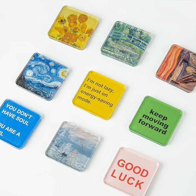 5 Pcs DIY Fridge Magnet Craft Set Acrylic Square Decorative Refrigerator Magnet with Adhesive Backing Ferrite Magnets for Office,Classroom,Cabinets,Kitchen(2 Inch,18 Piece)