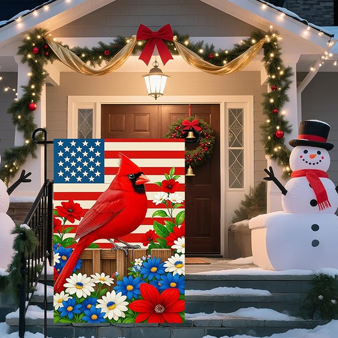 IVN 4th of July Garden Flag 12x18 Inch Double Sided Dog Patriotic Golden Retriever Outdoor Yard Flag for Outside Home Front Door Lawn Porch Patio Welcome Decor