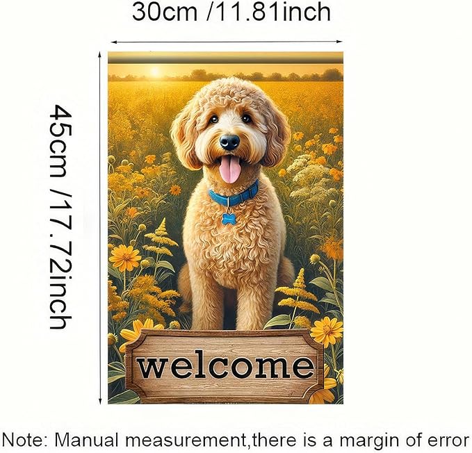 Welcome Garden Flag for Outside Spring Summer Flower Garden Flag 12x18 Inch Double Sided Burlap Outside Seasonal Floral Dog Sign Yard Farmhouse Outdoor Decor