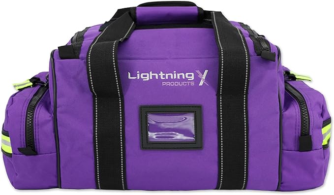 Lightning X MB30-SKC Large EMT Trauma Kit | Fully Stocked First Responder Bag w/ 240+ Supplies | EMS Fire Police Office Sports Team Emergency Medical Kit - Purple