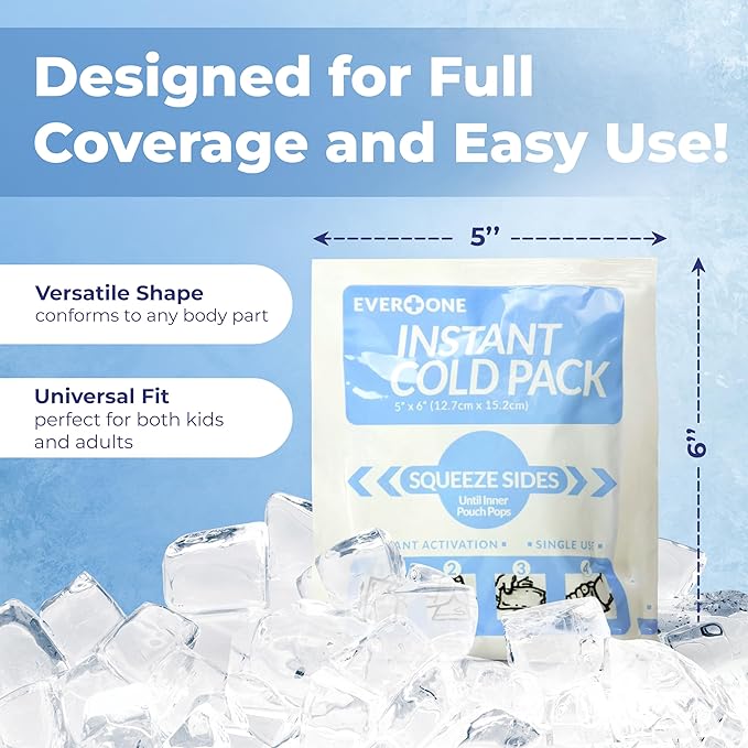 Instant Cold Pack | Disposable Ice Packs – Cold Therapy for Injuries, Swelling, Inflammation, Muscle Strains – Ideal for First Aid Kits – 5x6 Inches, 50 Count