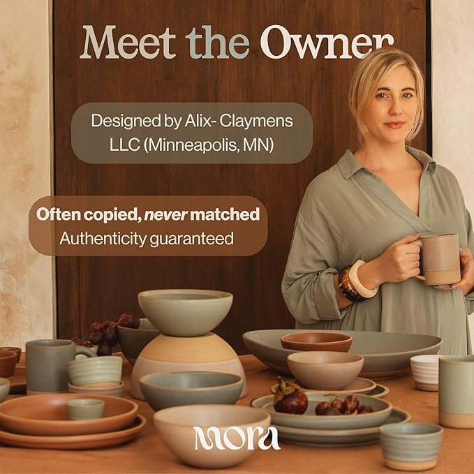 MORA Medium Mugs Set of 4, 16oz Ceramic Pottery Latte Mugs/Coffee Cups - Microwave and Dishwasher Safe - Merrigold