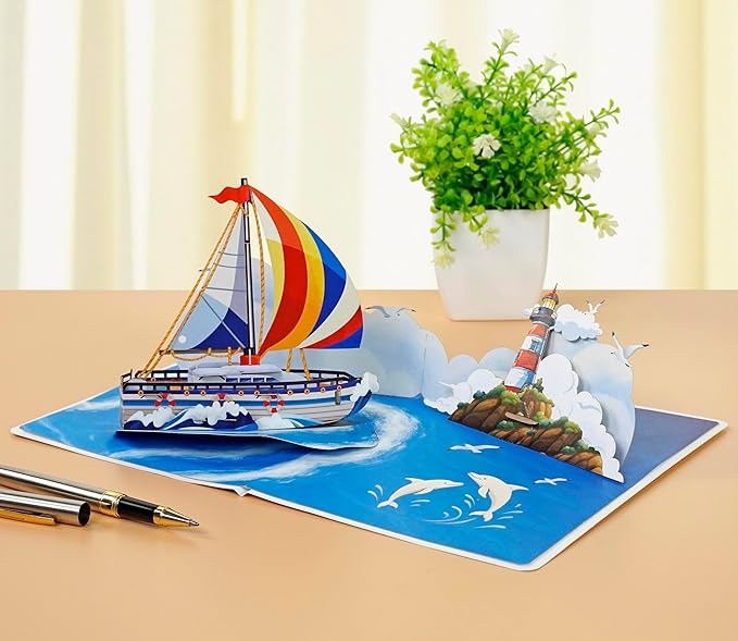 CUTPOPUP Cruise Ship, Fathers Day Card Pop Up, 3D Birthday Greeting, Father's Day Card for Grandpa, Dad, Godfather, Husband, Son (Cruise Ship) SD247US1520