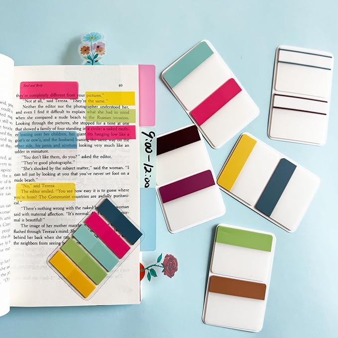 ELII 500 PCS Sticky Tabs 2 Inch Index Tabs, Colored Page Markers Repositionable Tags Reading Tabs Self Adhesive Tape Flags for Books, Binders, Notebook and File Folders