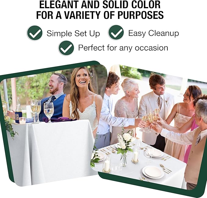 12 Pack White Plastic Table Cloth - 70 x 120 Inch Rectangle Disposable Tablecloth for Parties - Rectangle Tablecloth - Disposable Table Cloths for Parties - Great for Picnics And Formal Events