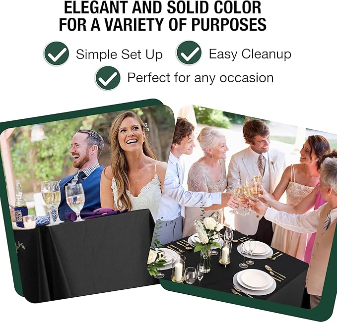 6 Pack Black Plastic Table Cloth - 70 x 120 Inch Rectangle Disposable Tablecloth for Parties - Rectangle Tablecloth - Disposable Table Cloths for Parties - Great for Picnics And Formal Events