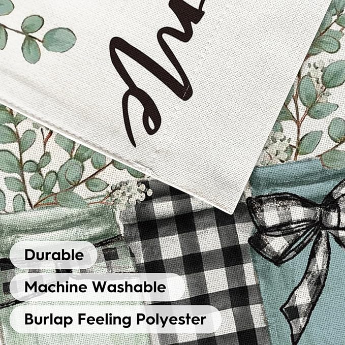 AVOIN colorlife Eucalyptus Mason Jar Spring Summer House Flag 28x40 Inch Double Sided Outside, Buffalo Plaid Welcome Yard Outdoor Flag