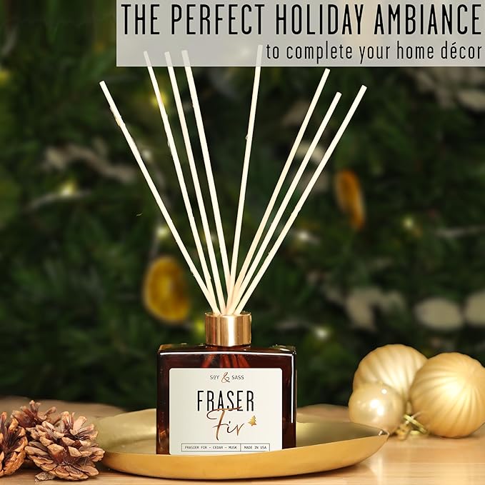 Fraser Fir Diffuser, Christmas Tree Diffuser - w/Pine Balsam, Cedar & Citrus I Infused w/Essential Oils I Christmas Décor I 3.75 OZ Oil I Long-Lasting Scent Lasts 4-6 Month's I Made in The USA