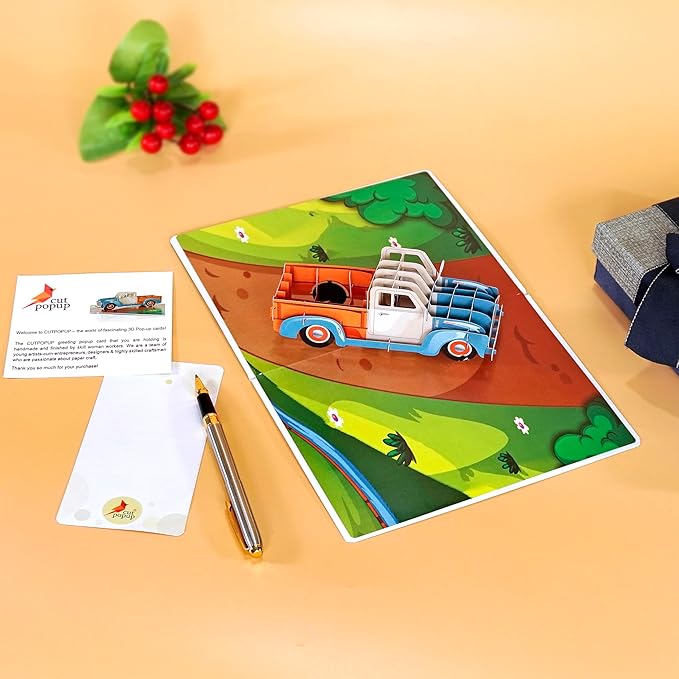 CUTPOPUP Birthday Card for Men, Fathers Day Card Pop Up, Birthday 3D Greeting Card, Father's Day Card for Dad, Father in Law, Grandpa, Husband, Men, Son (Classic Car)