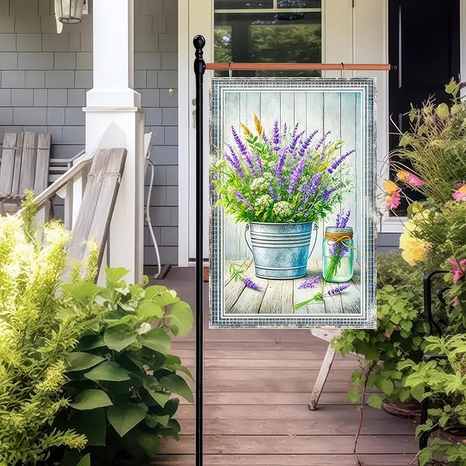 BlissYard Hello Spring Garden Flag Double Sided 12x18 Welcome Spring Floral Yard Flag Mason Jar Vase Flower Garden Yard Seasonal Outside Outdoor House Decoration Farmhouse Holiday Yard Flag