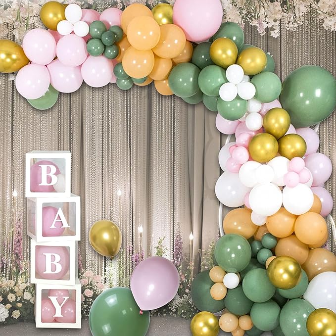 Sage green Balloons 100 Pack 12 inch Round Helium Olive Green Balloons for Birthday Jungle Theme Safari Baby Shower Retro Neutral Wedding Party Decorations