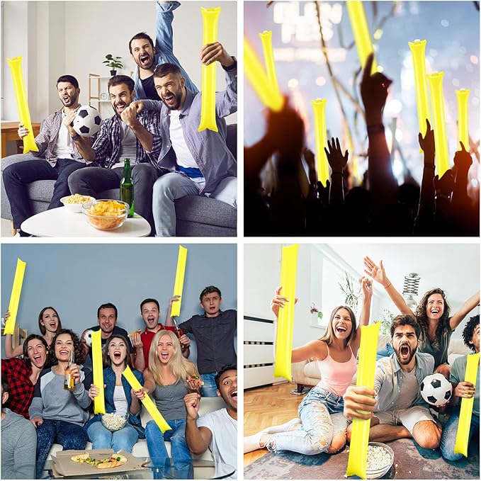 Thunder 150 Pcs Yellow Sticks Team Spirit Boom Sticks Cheering Noise Makers Plastic Cheerleading Spirit Stick Bam Inflatable Noisemakers Cheer Noisemakers Stick for Football Game Party Sport Events