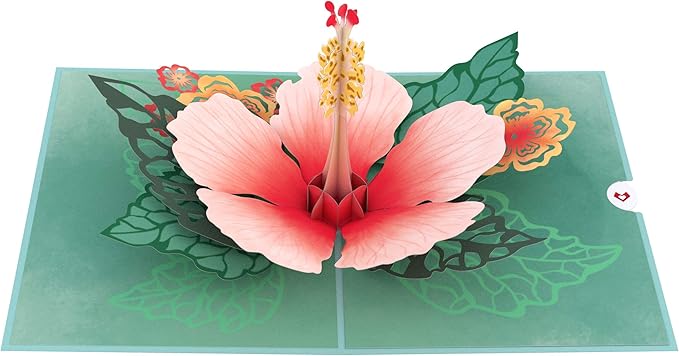 Lovepop Hibiscus Bloom Pop Up Card, 5x7-3D Greeting Card, Pop Up Paper Flower Card, Mother's Day Pop Up Card, Card for Mom, Wife or Friend, Pop Up Anniversary Card, Thinking of You