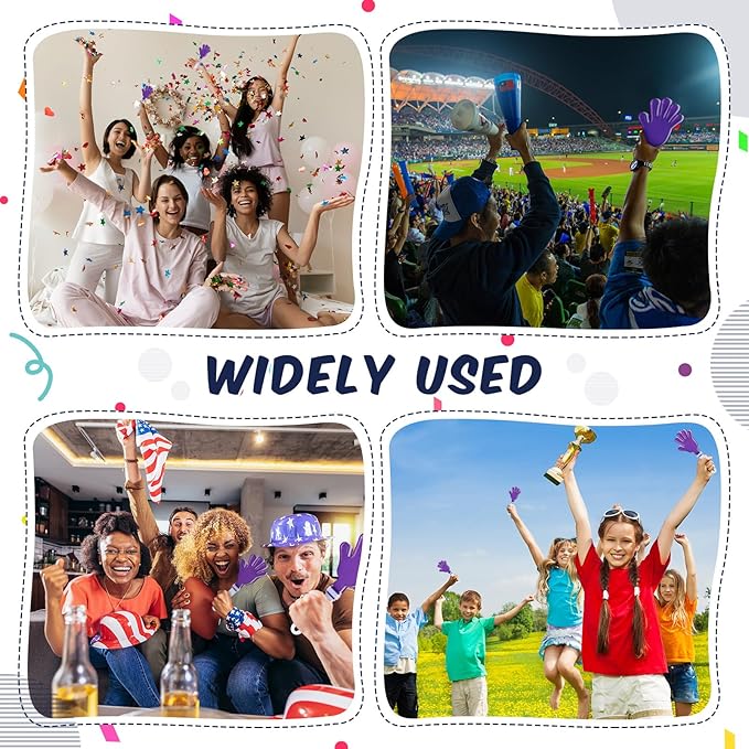 24 Pcs Hand Clappers 7.5 Inch Plastic Clappers Noisemakers Party Favors Clapping Noise Maker Birthdays Game Prizes Classroom Rewards Football Sporting Events Cheers Supplies (Purple,White)