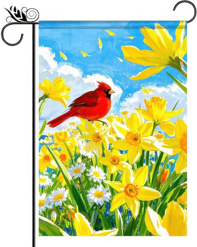 BlissYard Welcome Spring Garden Flag 12x18 Double Sided Cardinal Hummingbird Seasonal Small Flags For Outside Outdoor Decor Yard Farmhouse Holiday Spring Summer Decorations Yard Flags