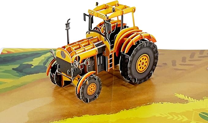 CUTPOPUP Birthday Card for Men, Fathers Day Card Pop Up, Father's Day, Birthday 3D Greeting Card for Husband, Son, Dad, Grandpa (Tractor)