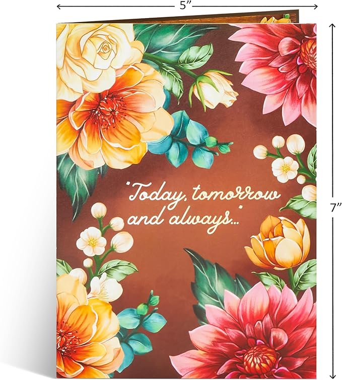 Floral Thinking Of You Pop Up Card, Rustic Flowers, 3D Cards, Gifts for Birthday, Anniversary, Valentines Day, Mom, Wife, Her, 5x7 - Includes Envelope And Message Note
