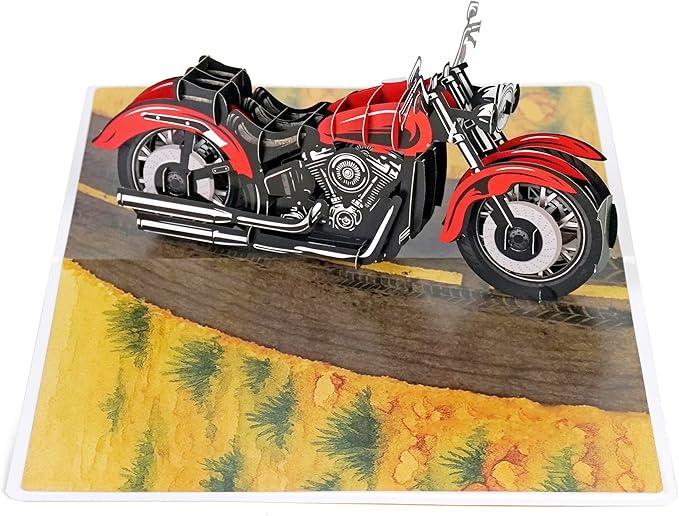 CUTPOPUP Birthday Card Pop Up, 3D Birthday Greeting, Father's Day Card for Grandpa, Dad, Godfather, Husband, Son (Classic Motorcycle)