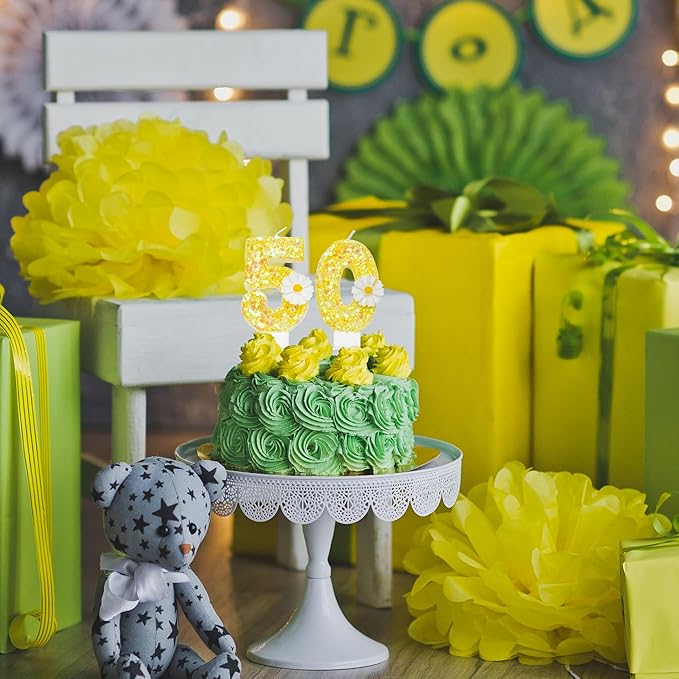 Birthday Candle 2, Yellow Flower Number 2 Candle for Cake Theme Party Supplies