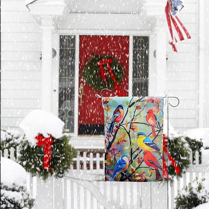 Tree Birds Flag Spring Summer Fall Garden Flag Seasonal Small Yard Flags for Outside 12x18 Double Sided Outdoor Front Door Backyard Decorations