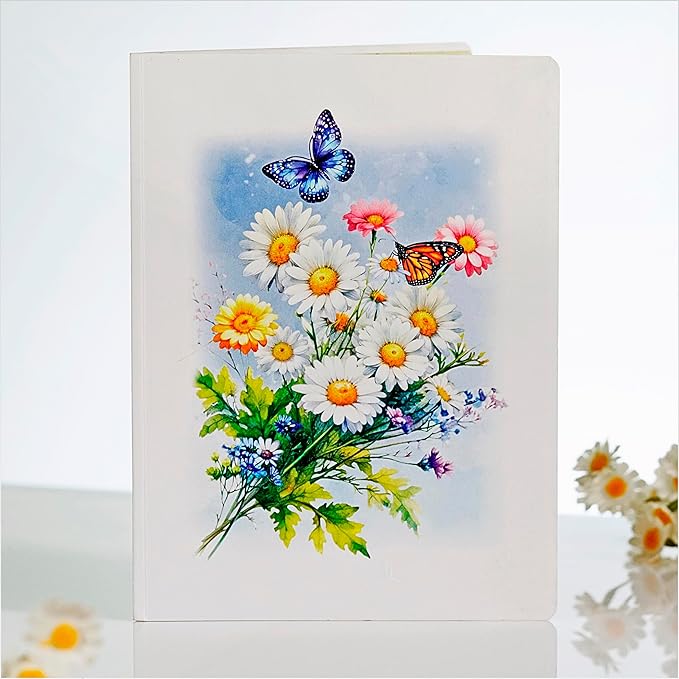 CUTPOPUP Birthday Card Pop Up, 3D Birthday Greeting Card, Mother's Day for Women, Mom, Wife, Grandma, Daughter (Daisy Butterflies)