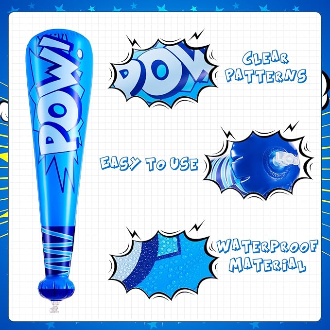 WILLBOND 17 Inch Inflatable Baseball Bat Bulk Baseball Party Favors Decorations, Inflatable Toys Blow up Bat with 1 Pump for Sports Theme Supplies(18 Pcs,Dark Blue,Red)