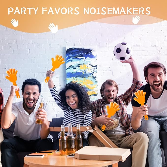 24 Pcs Orange Hand Clappers 7.5 Inch Clappers Noisemakers Noise Makers Party Favors Plastic Party Clapper for Sporting Events Cheers Ball Dance Basketball Football Noisemakers（Orange）