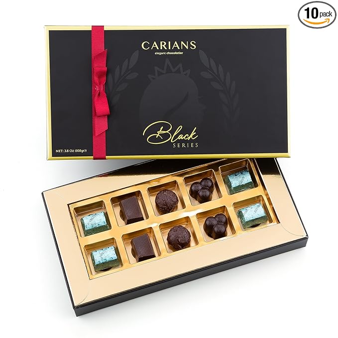 CARIANS Assorted Gourmet Chocolate Truffles Box, Luxury Candy Gift Basket with Dark, Milk & Hazelnut Truffles, Great For Gift Giving, Anniversary, Valentine's Day