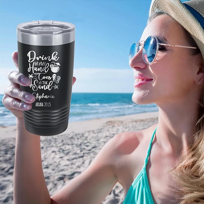 Drink In My Hand Toes In The Sand 20z Tumbler, Summer Mug, Stainless Travel Mug For Friends, Family Or Colleagues, 2025 Summer Tumbler (teal)