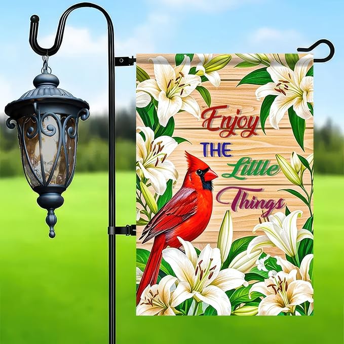 BlissYard Spring Garden Flag 12x18 Inch Double Sided Cardinal Bird Lily Small Flags For Outside Outdoor Decor Yard Farmhouse Holiday Spring Summer Seasonal Decorations Yard Flags