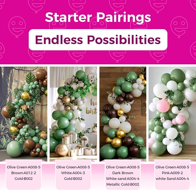 Bezente Sage Green Latex Party Balloons - 100 Pack 12 inch Round Helium Olive Green Balloons for Birthday Jungle Theme Safari Bridal Shower Wedding Party Decorations