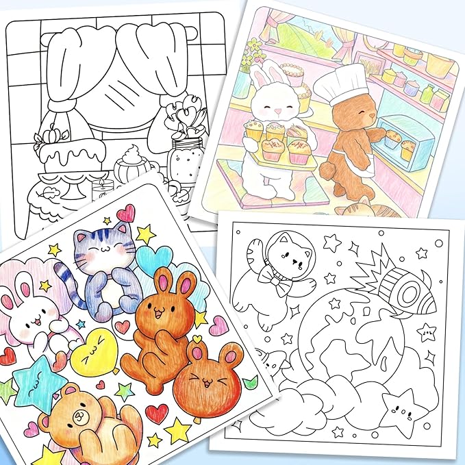 Coloring Book Set for Adults and Teens,3 PacK Easy and Simple Designs Coloring Set,Stress Relief Gifts with 36 Colors Markers &12 Pcs Glitter Markers &12 pcs Colored Pencils for adults Relaxation