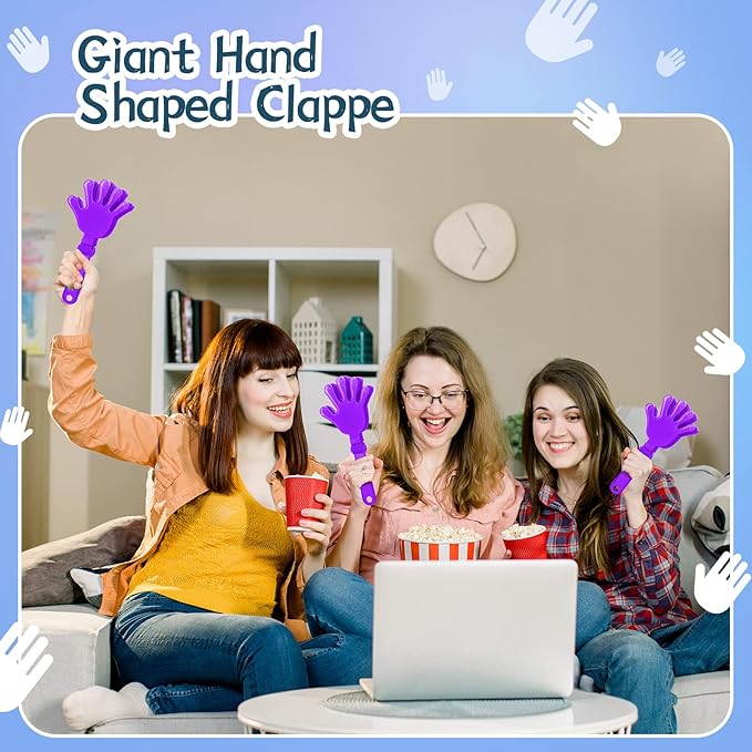 24 Pcs Lilac Purple Hand Clappers 7.5 Inch Clappers Noisemakers Noise Makers Party Favors Plastic Clapper Sporting Events Cheers Ball Dance Basketball Football Noisemakers（Lilac Purple）