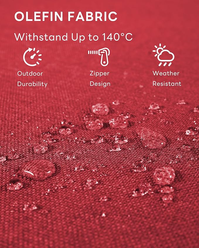 Luxury 24x24x6 Outdoor Chair Cushions Set of 4 - Water-Repellent 10-Piece Cushion Set for Outside Rattan Wicker Loveseat Chair Sectional L-Shape Sofa Patio Conversation Sets - Red/Smile