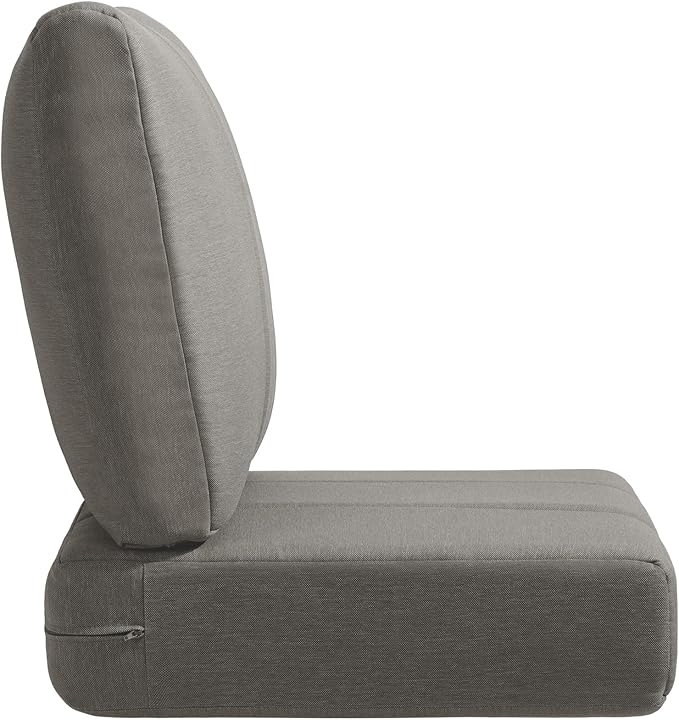 Luxury 24x24x6 Inch Kitty Patio Chair Cushions Set of 3 - Memory Foam Deep Seat Water-Resistant Patio Cushion for Dining Rocking Swivel Chairs Loveseat 3-Seater Sectional Sofa - Grey