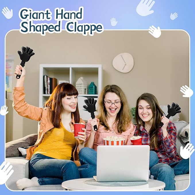 12 Pieces Black Hand Clappers 7.5 Inch Clappers Noisemakers Noise Makers Party Favors Plastic Party Clapper for Sporting Events Cheers Ball Dance Basketball Football Noisemakers（Black）