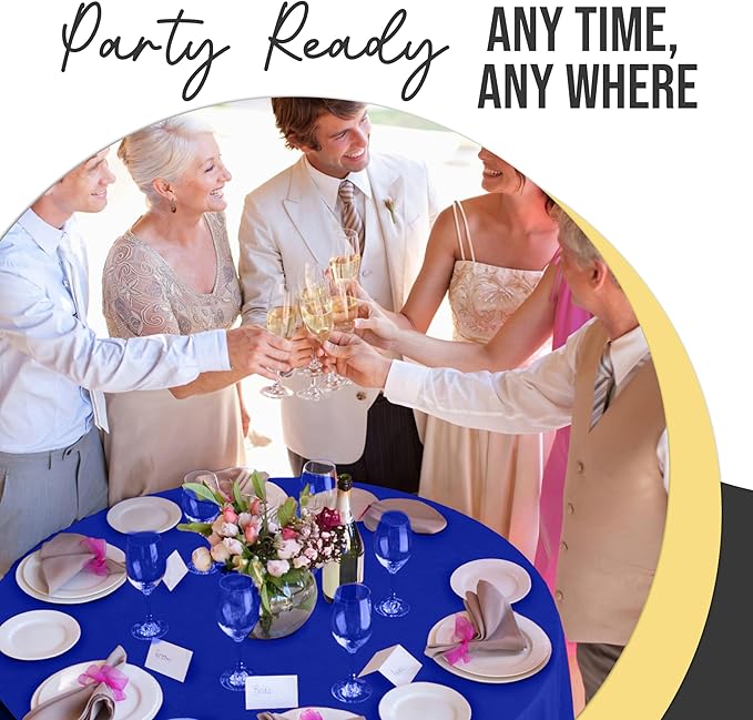 Exquisite 66% Thicker Premium Dark Blue Round Tablecloth 0.5 Mil 6 Pack Plastic Table Cloth Disposable 84 Inch Round Plastic Tablecloth Won't Tear Easily Like Cheap Thin Brands