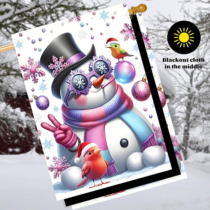 Winter Snowman Garden Flags 28X40 Double sided, winter funny Christmas flags, holiday yard flags Outdoor Lawn Farmhouse Decoration