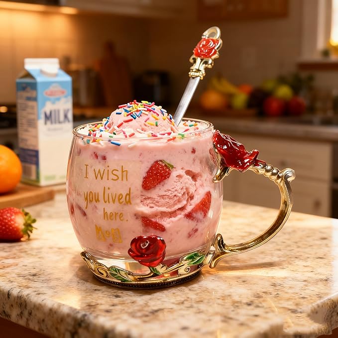 Unique Printing Glass Cup Flower Design Tea Cup Coffee Cup Ideal Christmas Gift for Friends Colleague BFF Her Women Neighbor (Neighbor)
