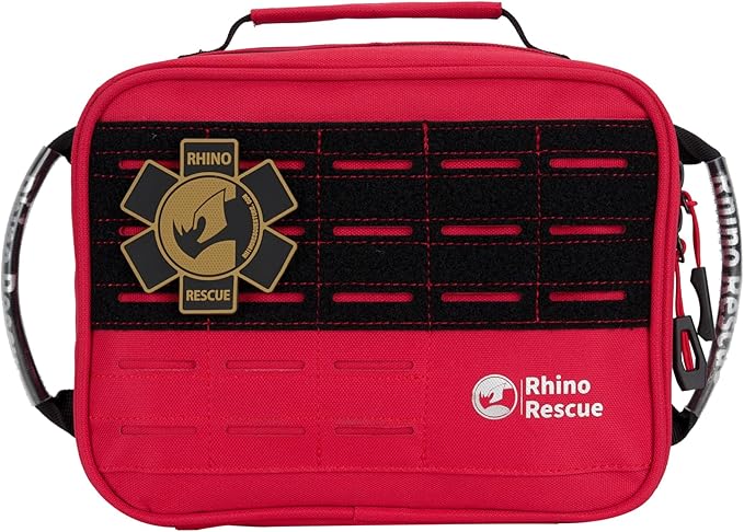 RHINO RESCUE Vehicle IFAK Trauma Kit with C-A-T Tourniquet, Tactical First Aid Kit Molle Pouch Red