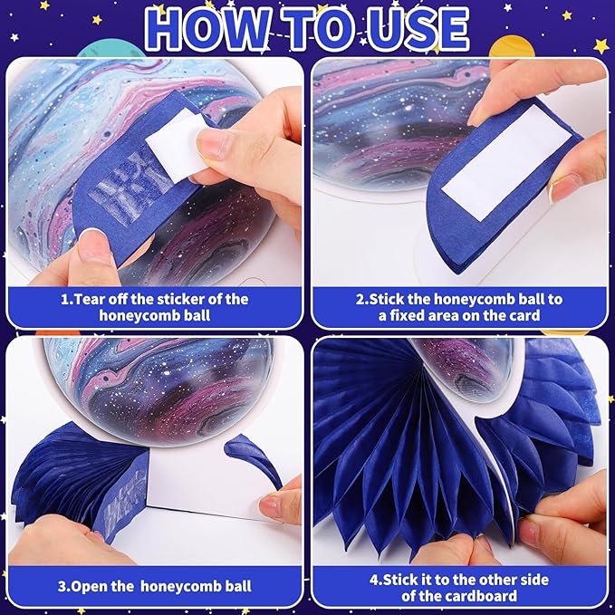 12 PCS Space Theme Party Decorations Outer Space Honeycomb Centerpieces Astronaut Birthday Party Decorations Table Centerpieces for Boys Kids Space Solar System Planets Baby Shower Party Supplies