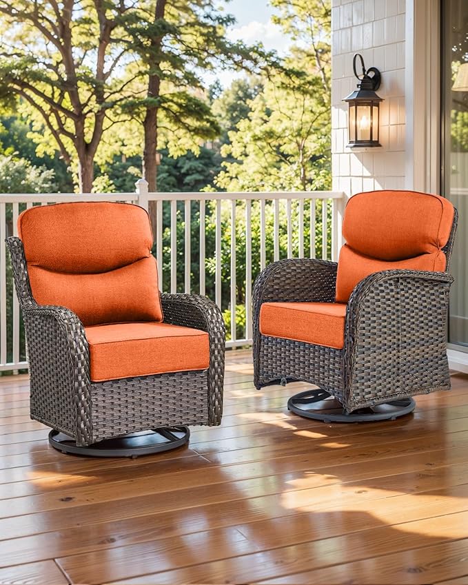 Luxury 22x24/22x25 6-Inch Smile Patio Cushions for Outdoor Furniture Set of 6 - Thick Back & Deep Seat Outside Chair Cushions for Rattan Metal Glider Loveseat Sectional Sofa - Orange