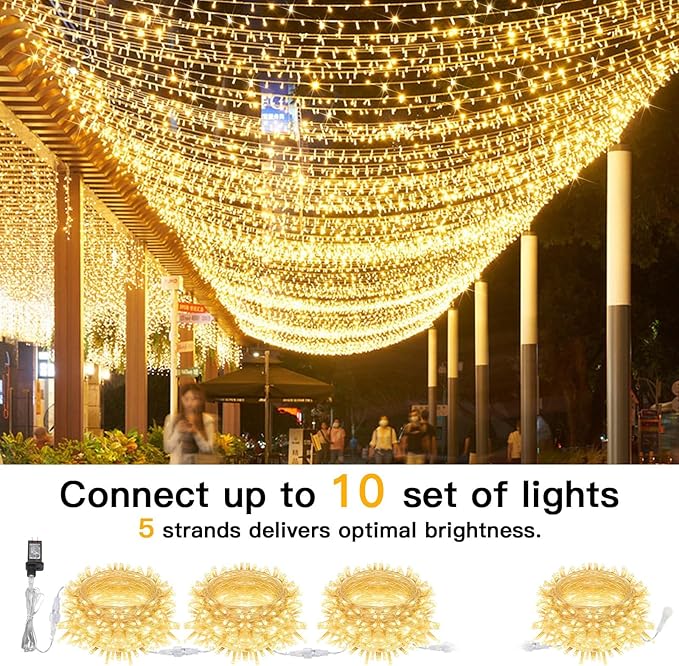 suddus 100 Led Connectable Christmas String Lights Outdoor with Timer, 33ft Fairy Lights Plug in Waterproof Indoor, Twinkle Lights with Remote for Xmas Tree, Bedroom, Dorm, Party, Garden – Warm White