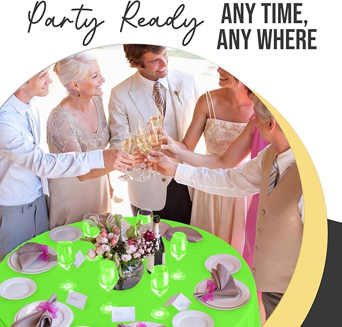 Exquisite 66% Thicker Premium Lime Green Round Tablecloth 0.5 Mil 6 Pack Plastic Table Cloth Disposable 84 Inch Round Plastic Tablecloth Won't Tear Easily Like Cheap Thin Brands