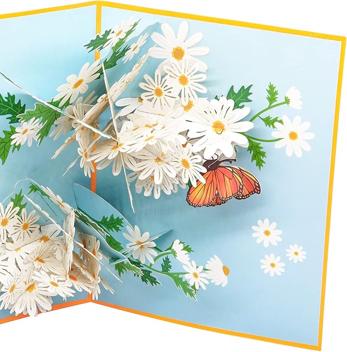 PopLife Daisy Flowers Pop Up Mother's Day Card - 3D Anniversary, Pop Up Birthday Card, Thank You, Congratulations, Valentine's - for Mom, for Daughter, for Wife, for Grandma, for Stepmom