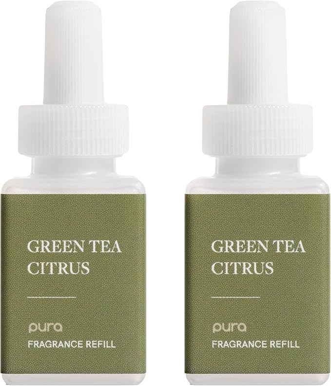 PuraHome Scent Refill - Smart Home Air Diffuser - Up to 120-Hours of Luxury Fragrance per Refill - Home Essential - Clean & Safe Diffuser Fragrance - 2 Pack, Green Tea Citrus