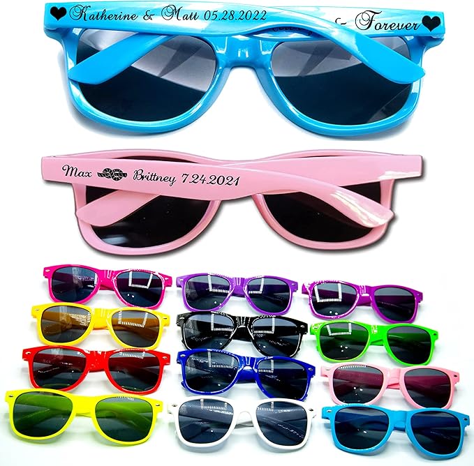 500pc Personalized Wedding Sunglasses Bulk for Guests Party Favors,Custom Personalized Logo Sunglasses Womens Men,Wedding Bridesmaid Sunglasses Gifts,Bachelor Party Favors Set （Mixed）