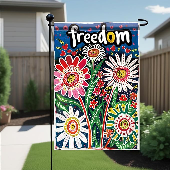 Startlit Patio Summer Spring Garden Flag 12x18 Inch Double Sided Floral Freedom Colorful Flowers Garden Flag House Holiday Outside Decoration Seasonal Rustic Yard Lawn Outdoor Flag